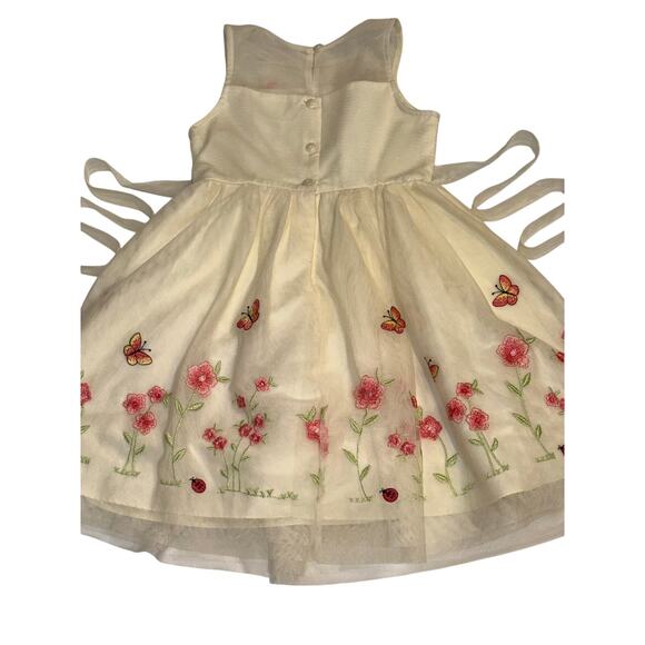 Jona Michelle Sz. 5 Ivory Dress Embroidered Flowers Butterflies Ladybug Formal - Picture 2 of 10